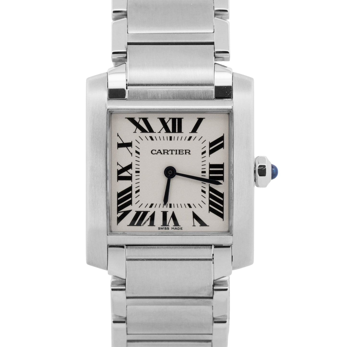 Ladies Cartier Tank Francaise 25mm IVORY Roman Quartz Steel WSTA0005 3751 BOX