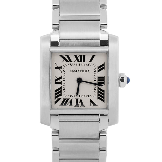 Ladies Cartier Tank Francaise 25mm IVORY Roman Quartz Steel WSTA0005 3751 BOX