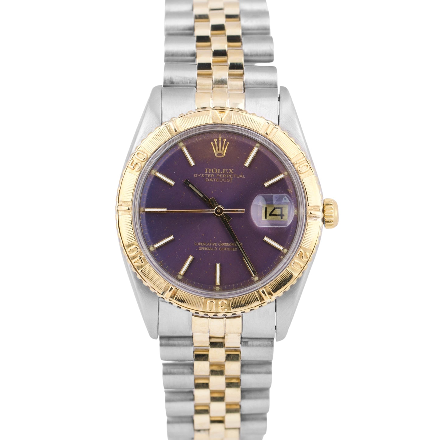 1978 Rolex DateJust 1625 Turn-O-Graph THUNDERBIRD 36mm PURPLE 18K Gold Steel