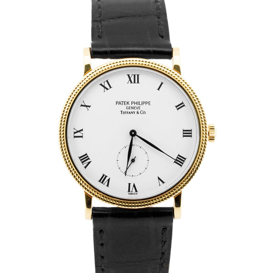 Patek Philippe Calatrava 33mm White Roman TIFFANY Manual 18K Yellow Gold 3919J