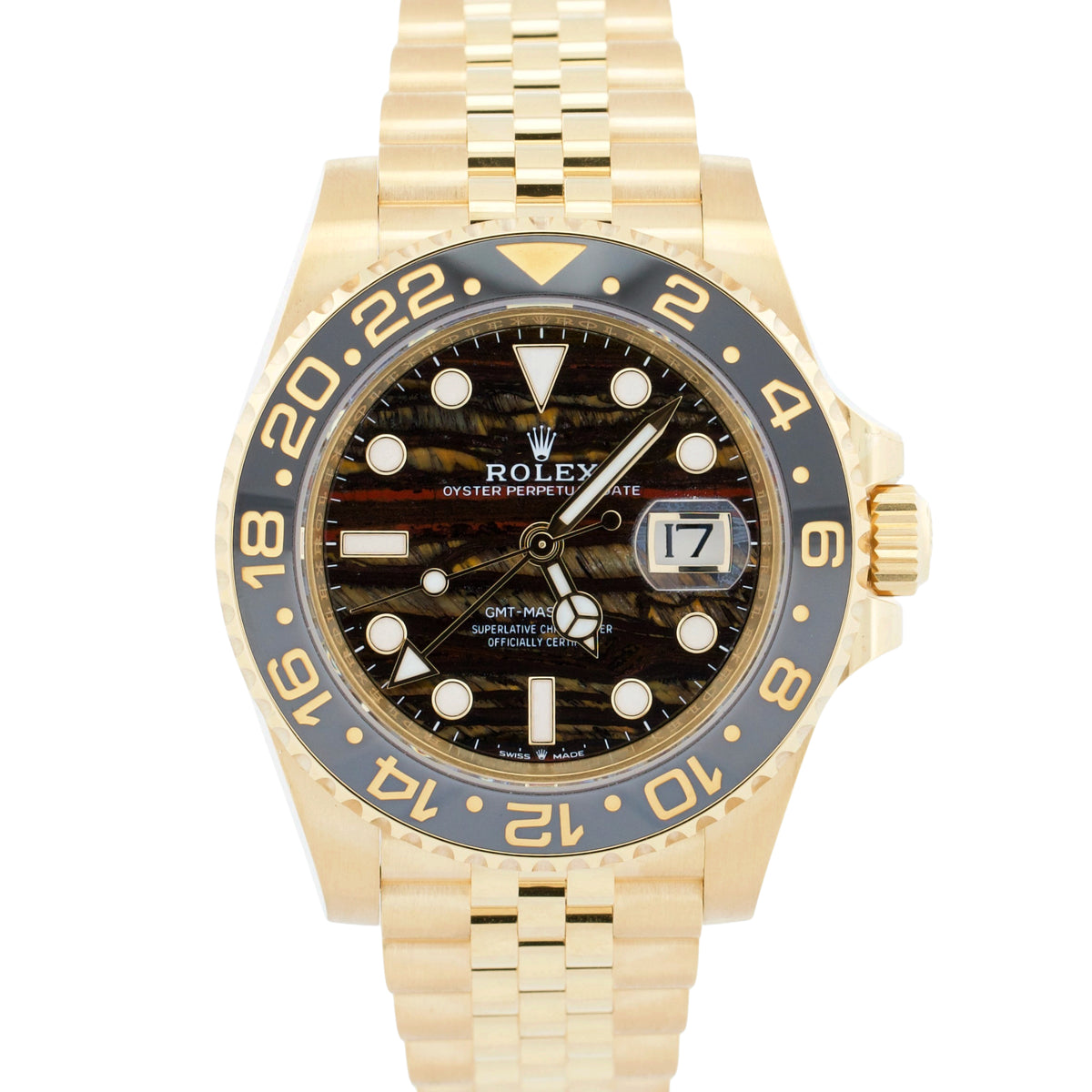 Stone Dial 2026 Rolex GMT-Master II 126718 Tiger Iron 18K 40mm Watch Box Papers