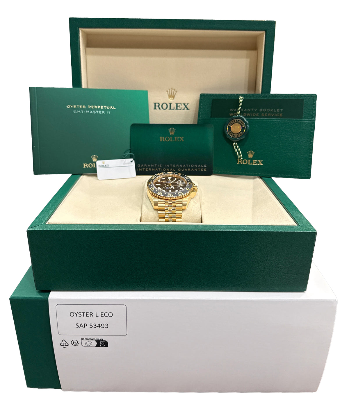 Stone Dial 2026 Rolex GMT-Master II 126718 Tiger Iron 18K 40mm Watch Box Papers