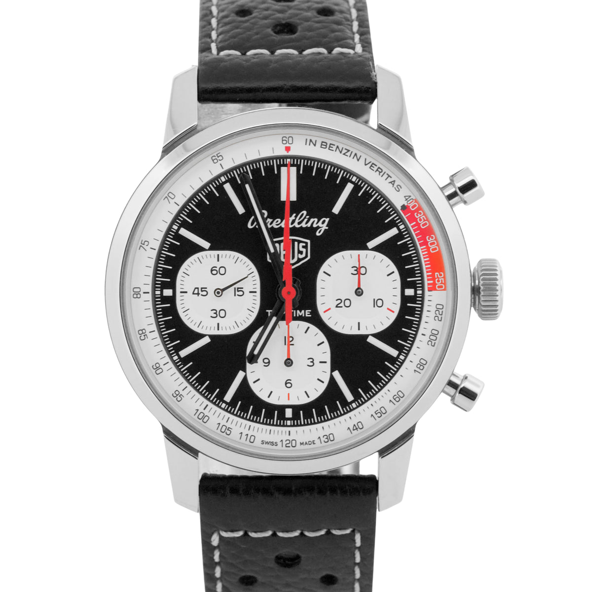 2024 Breitling Top Time AB0176 Black Steel Leather Chronograph 41mm Box Papers