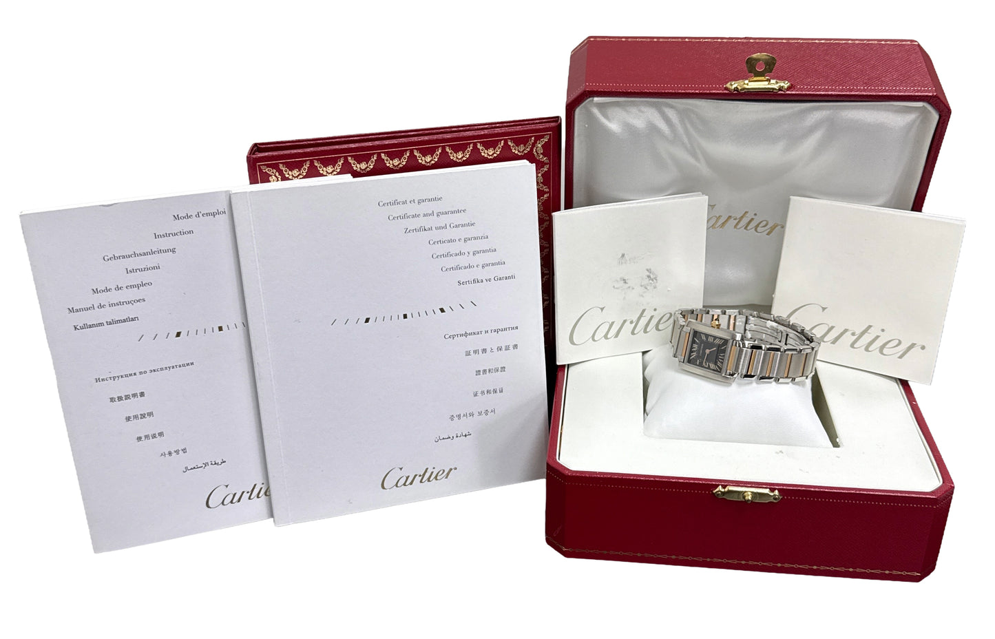 2010 PAPERS Cartier Tank Francaise 20mm BLACK 18K Steel Quartz W5010001 3217 BOX