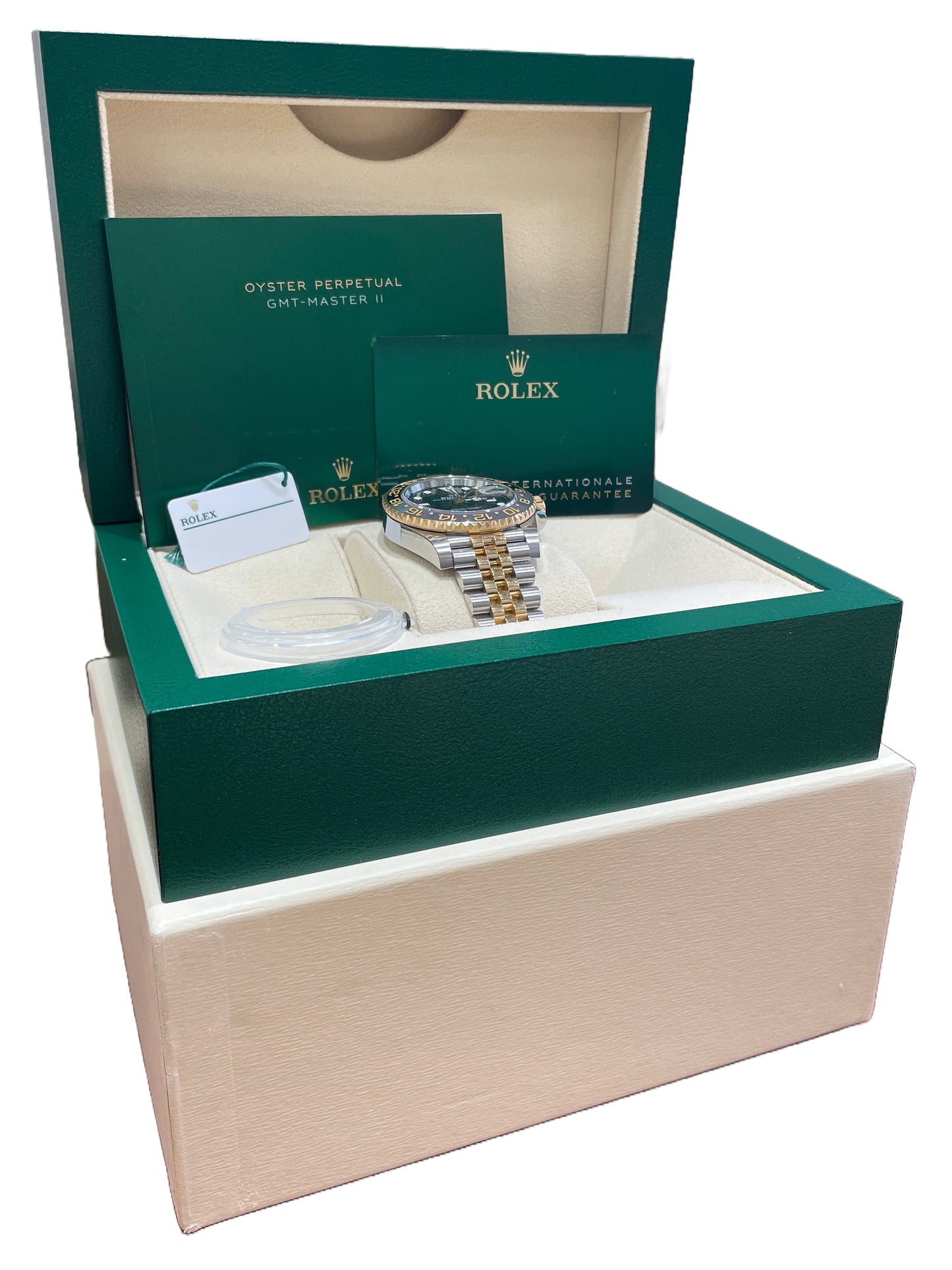 2023 NEW PAPERS Rolex GMT-Master II Two-Tone Gold JUBILEE 40mm 126713 GRNR BOX