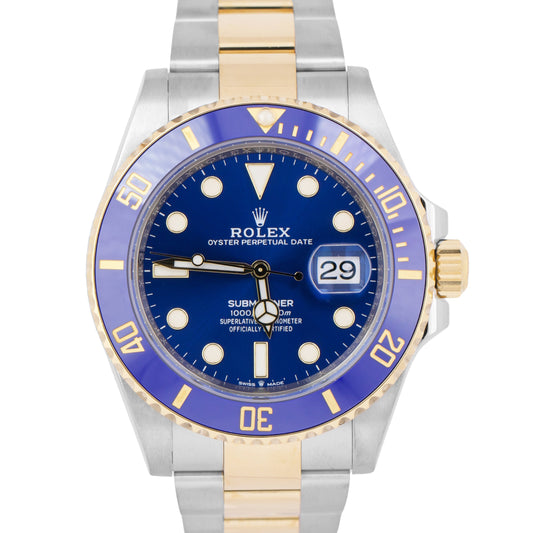 MINT 2022 PAPERS Rolex Submariner Date 41mm BLUE Two-Tone 18K Gold 126613 LB B+P