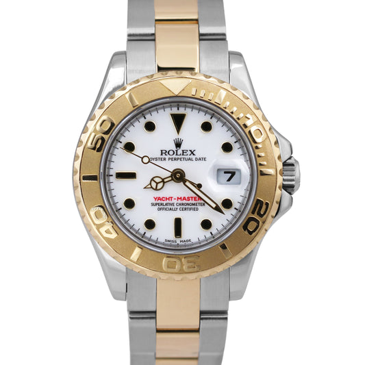 Ladies Rolex Yacht-Master WHITE 18K Yellow Gold Stainless Steel YM1 Watch 169623