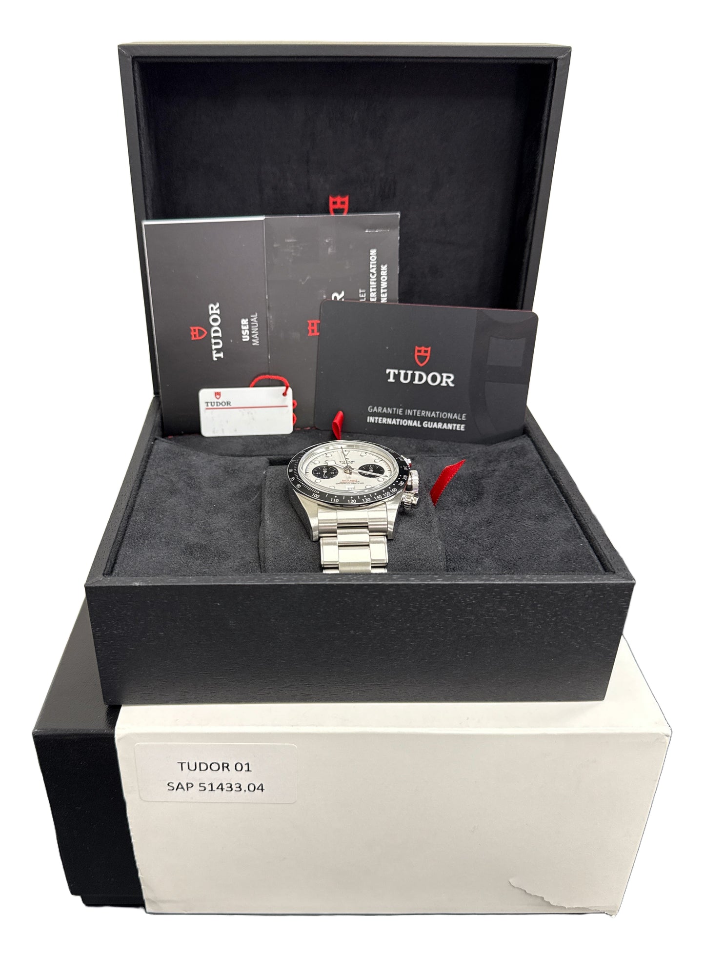 MINT PAPERS Tudor Black Bay Chrono 41mm PANDA White Stainless Watch 79360 BOX