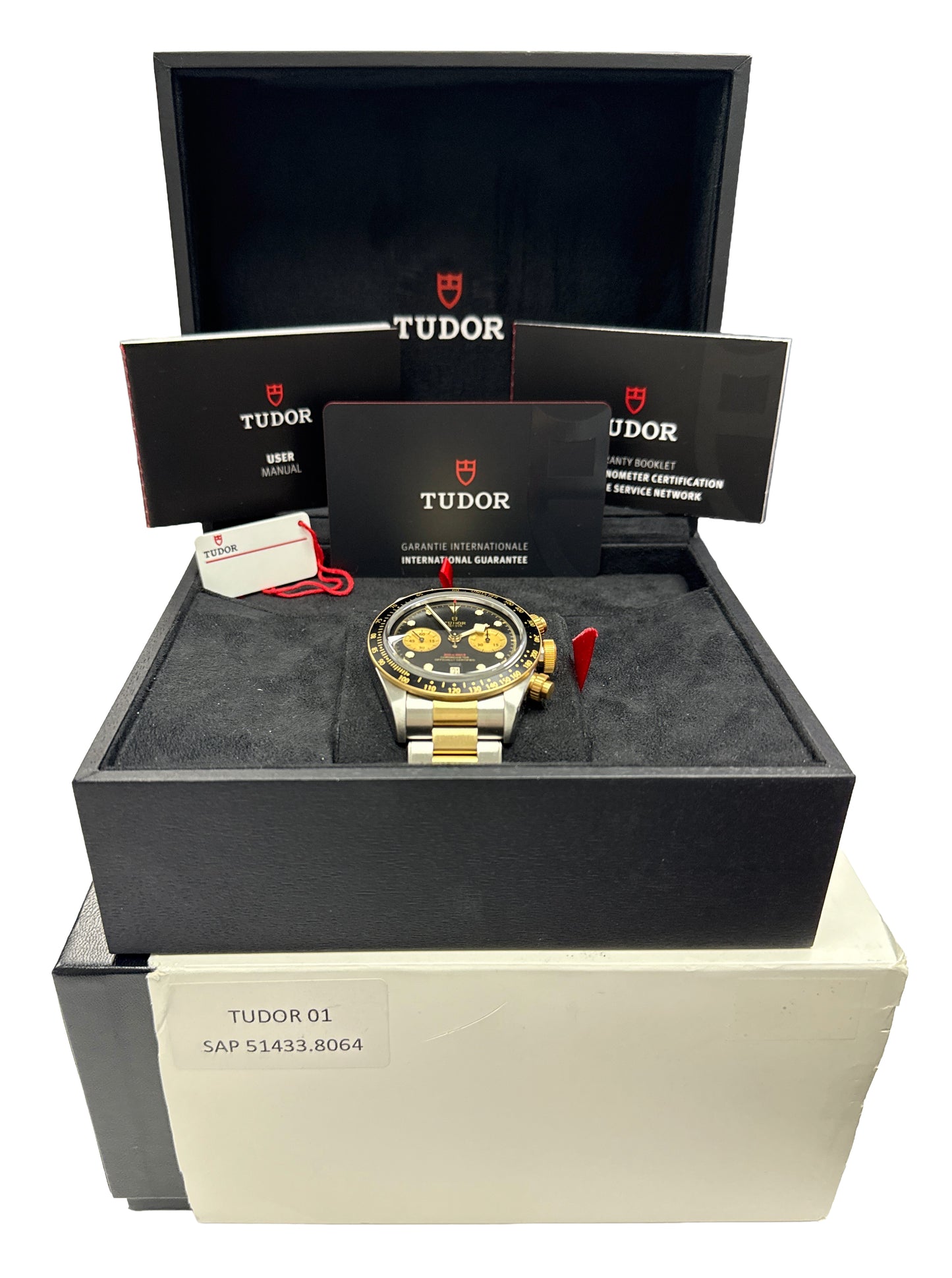 2022 PAPERS Tudor Black Bay Chrono S&G 41mm 18K Gold Black Steel 79363N BOX