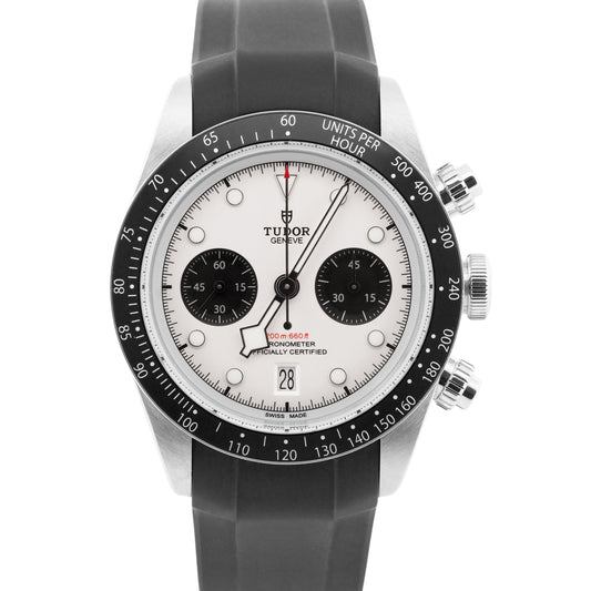 MINT Tudor Black Bay Chrono 41mm PANDA White Stainless Steel Rubber Watch 79360