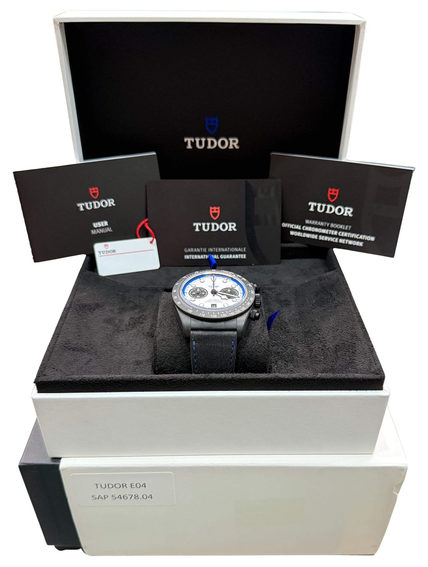 2025 Tudor Black Bay Chrono 79377KN Carbon White Blue 42mm Box Papers