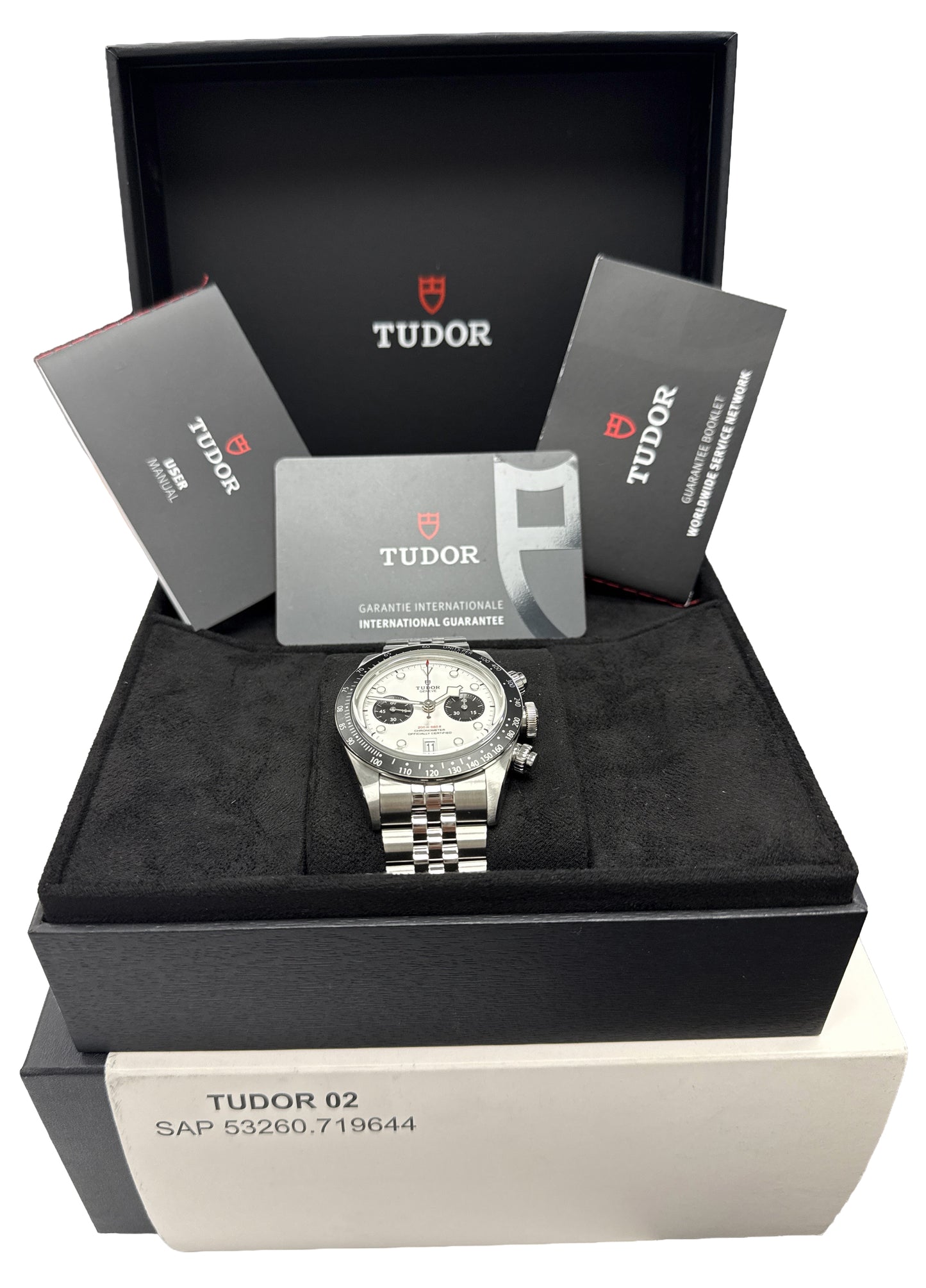 2025 PAPERS Tudor Black Bay Chrono 41mm PANDA White Jubilee Watch 79360 BOX