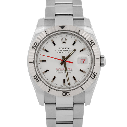 Unpolished 2007 Rolex DateJust 116264 Turn-O-Graph White 18K Steel Box Papers