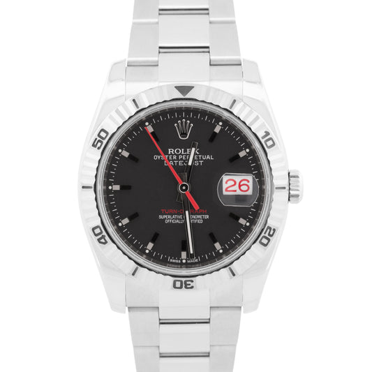2012 PAPERS Rolex DateJust Turn-O-Graph Thunderbird BLACK Red OYSTER 18K 116264