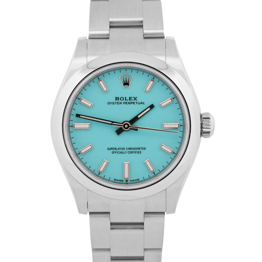 NEW 2025 PAPERS Rolex Oyster Perpetual TURQUOISE 31mm Steel Watch 277200 BOX
