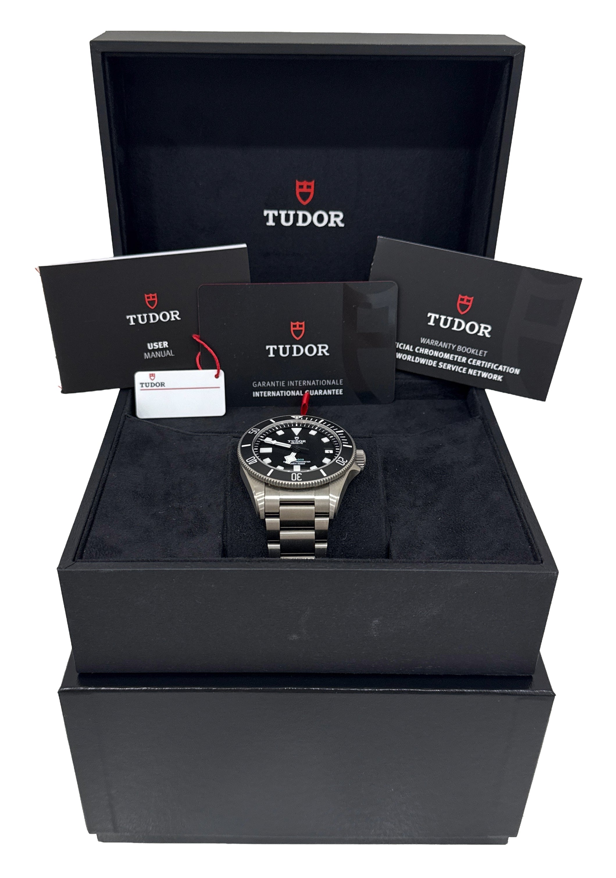 新品 純正 チュードル TUDOR  クリスタルガラスB25-130-J1 2025 PAPERS Tudor Pelagos Ultra Black TURQUOISE Titanium