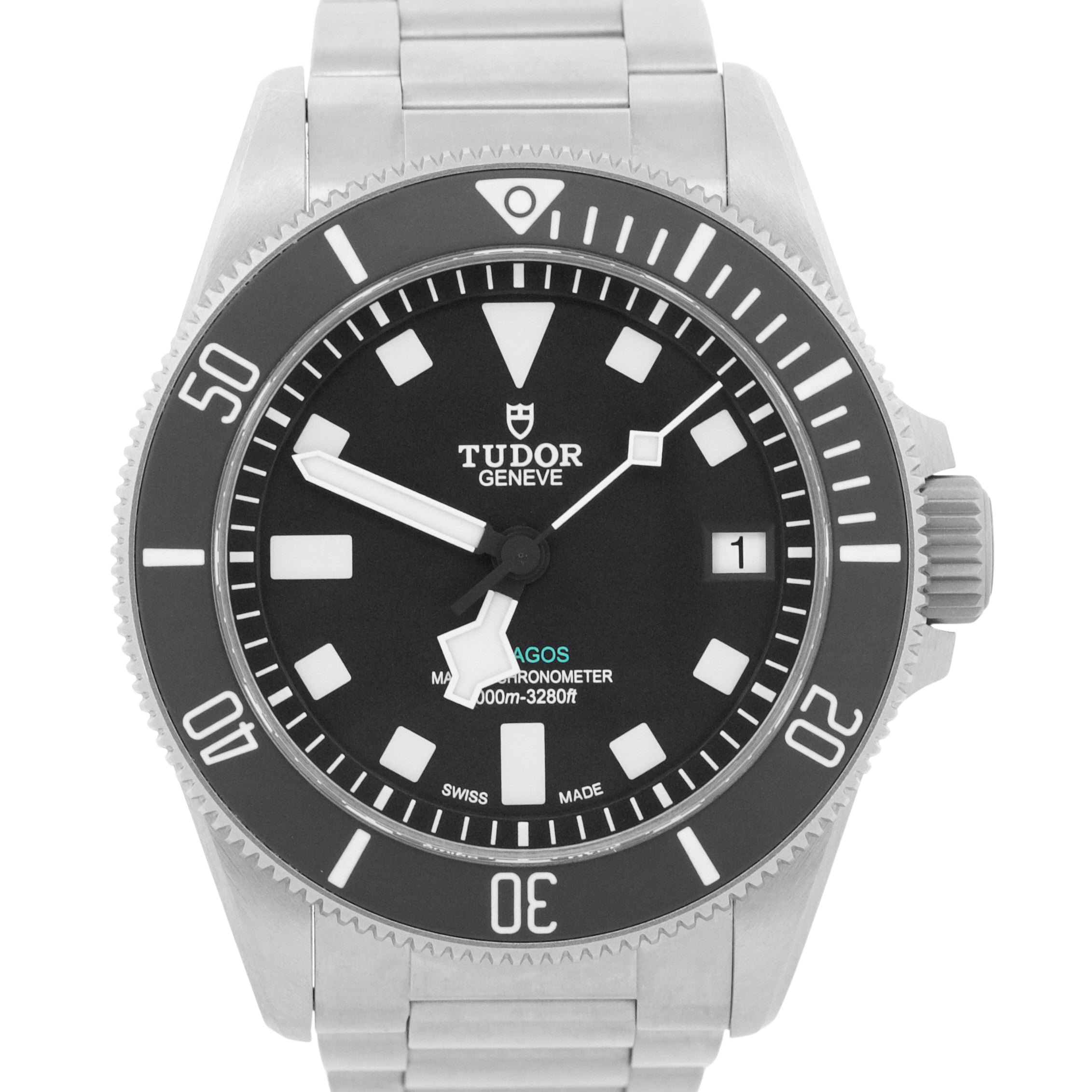 新品 純正 チュードル TUDOR  クリスタルガラスB25-130-J1 2025 PAPERS Tudor Pelagos Ultra Black TURQUOISE Titanium