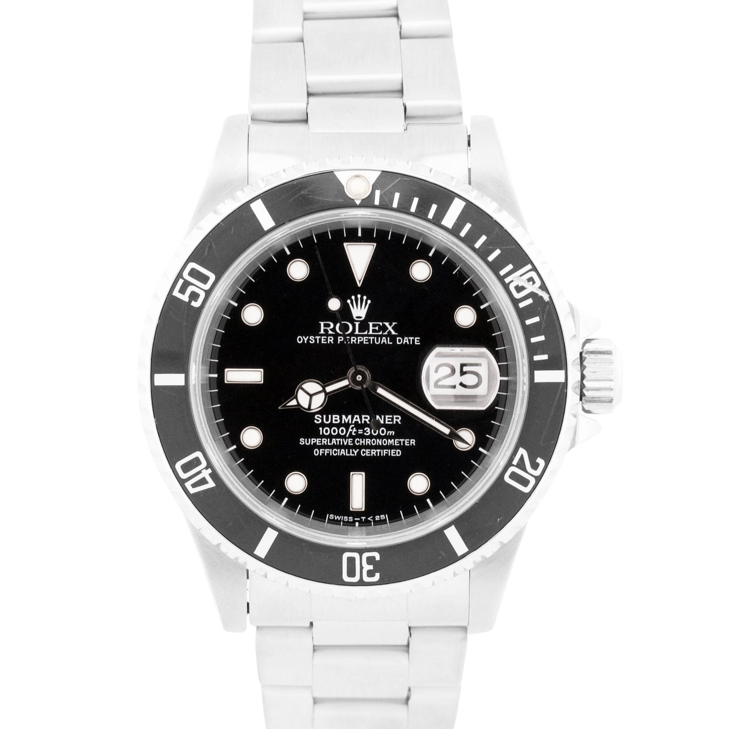1997 Rolex Submariner Date BLACK Stainless Steel 40mm Date Automatic Watch 16610