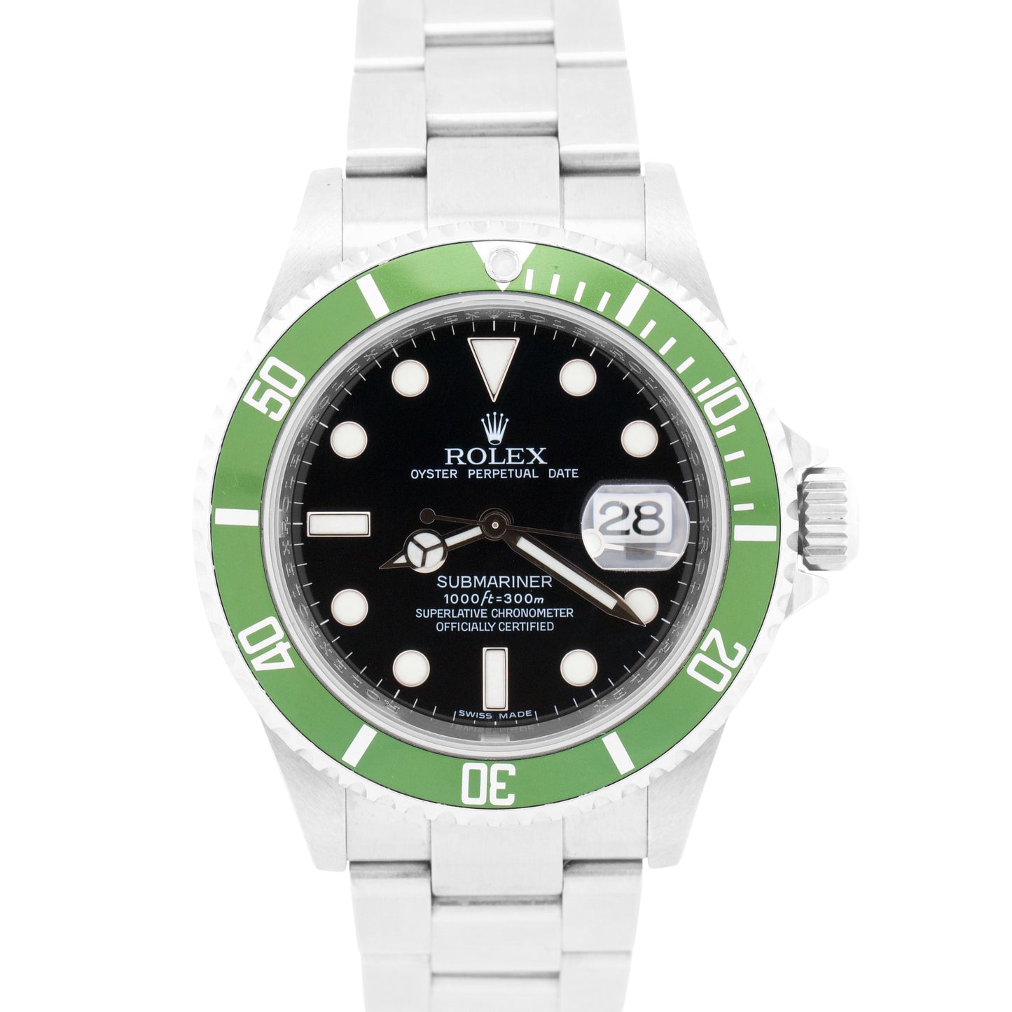 UNPOLISHED PAPERS Rolex Submariner Date 40mm KERMIT Green REHAUT 16610 LV BOX