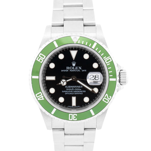 UNPOLISHED PAPERS Rolex Submariner Date 40mm KERMIT Green REHAUT 16610 LV BOX