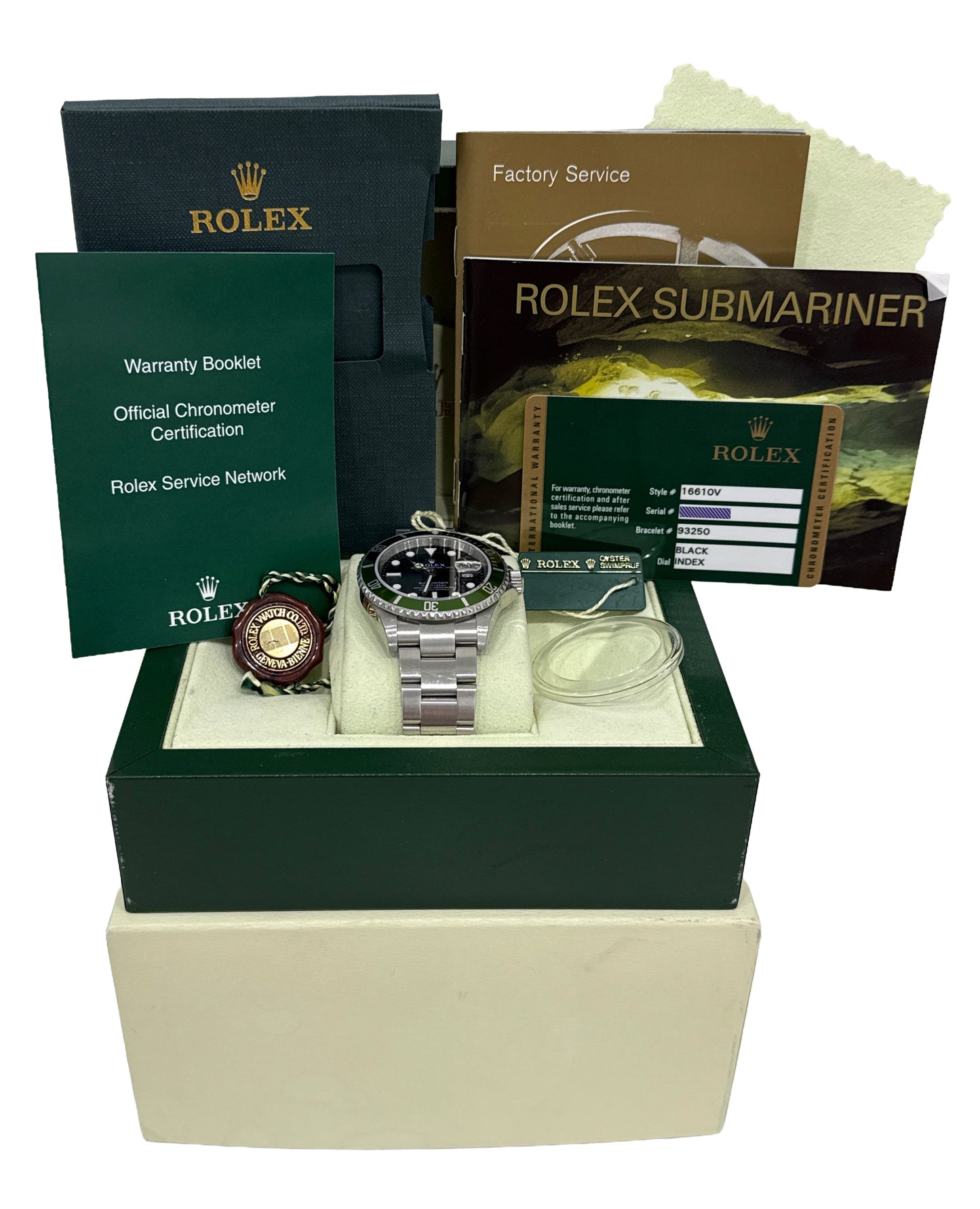 UNPOLISHED PAPERS Rolex Submariner Date 40mm KERMIT Green REHAUT 16610 LV BOX