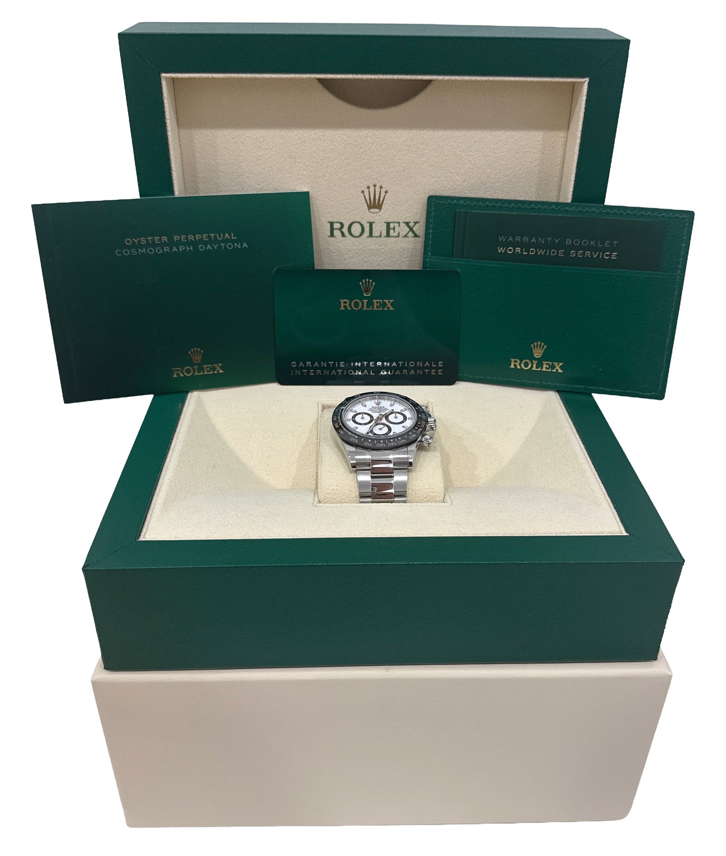2024 PAPERS Rolex Daytona Cosmograph Steel PANDA White Steel 40mm 126500 LN BOX