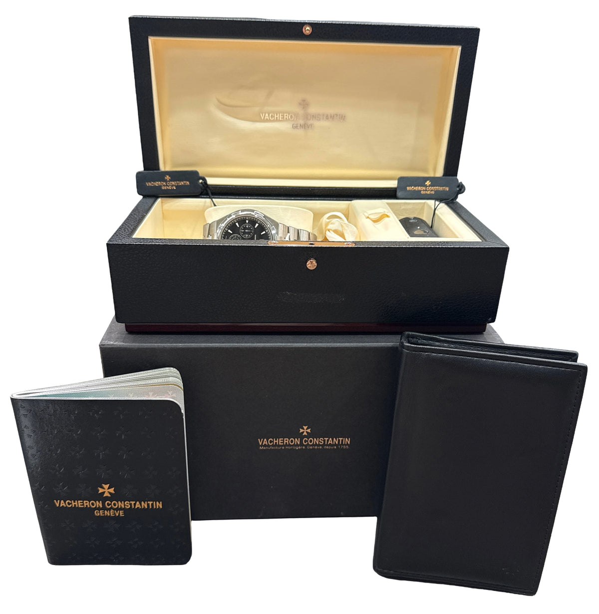 Vacheron Constantin Overseas 49150 Chronograph Black 42mm Steel Box Papers