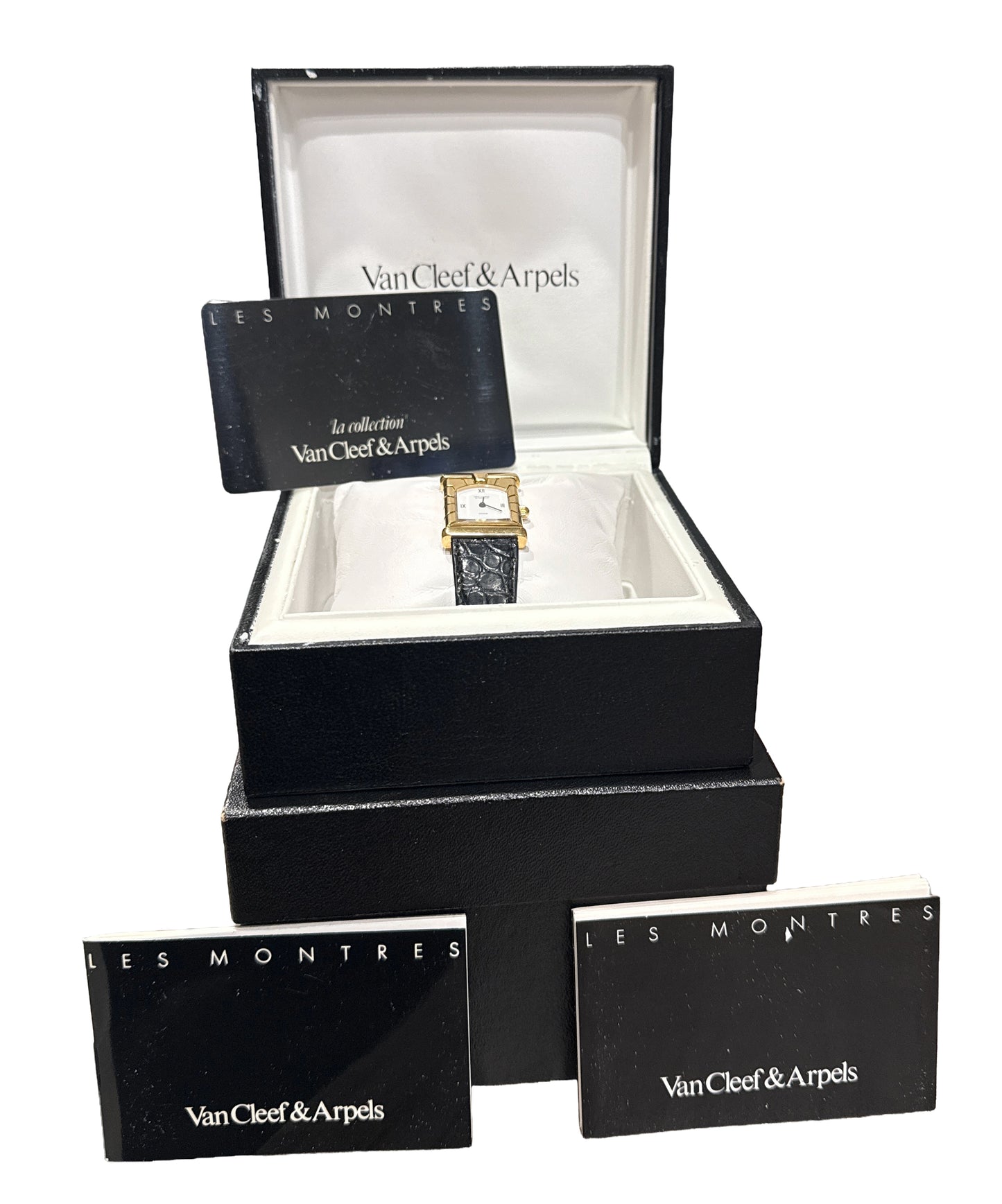 PAPERS Van Cleef & Arpels Paris Facade WHITE 18K Yellow Gold 19mm 122363 BOX
