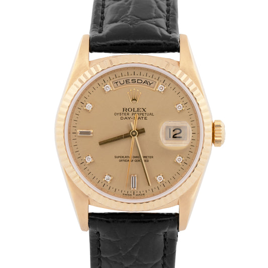 PAPERS Rolex Day-Date President 36mm FACTORY DIAMOND 18K Gold Watch 18238 BOX