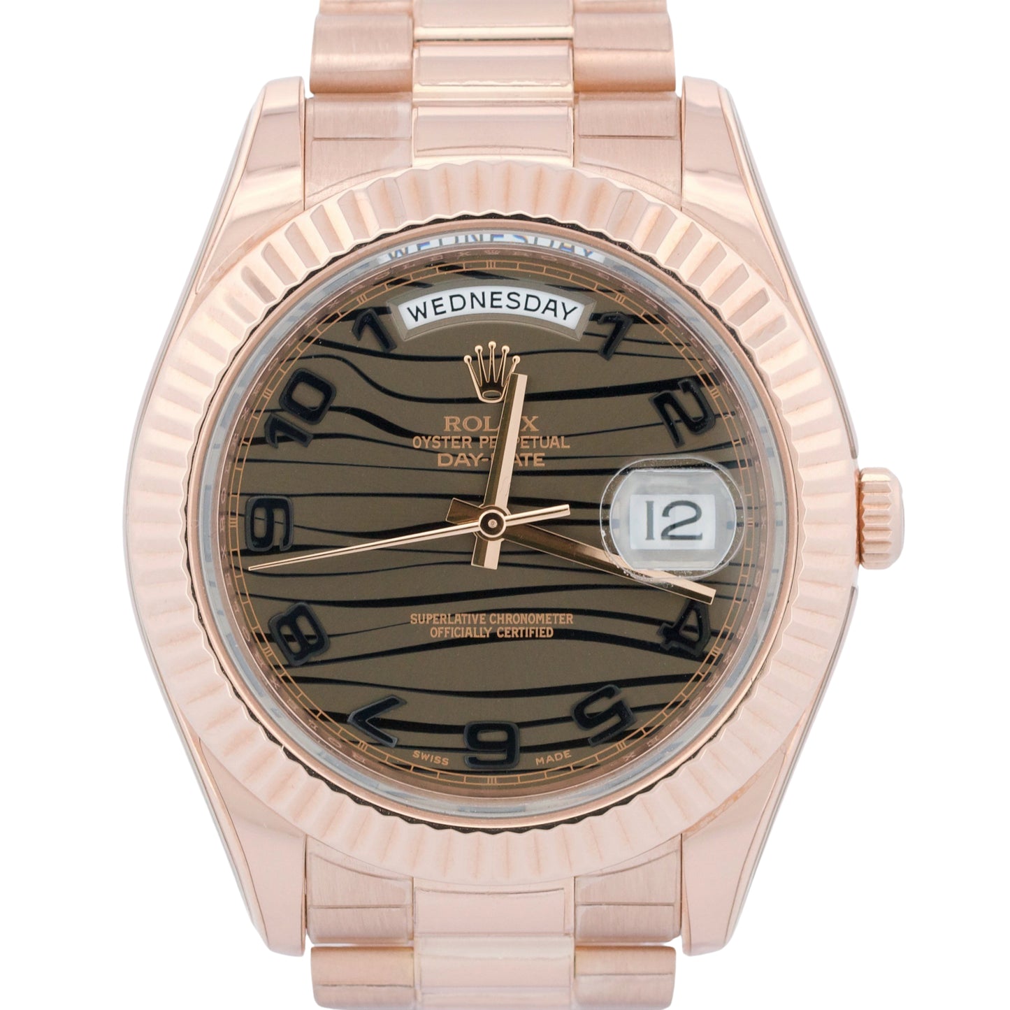 Rolex Day-Date II 41mm President Brown CHOCOLATE WAVE 18K Rose Gold 218235 BOX