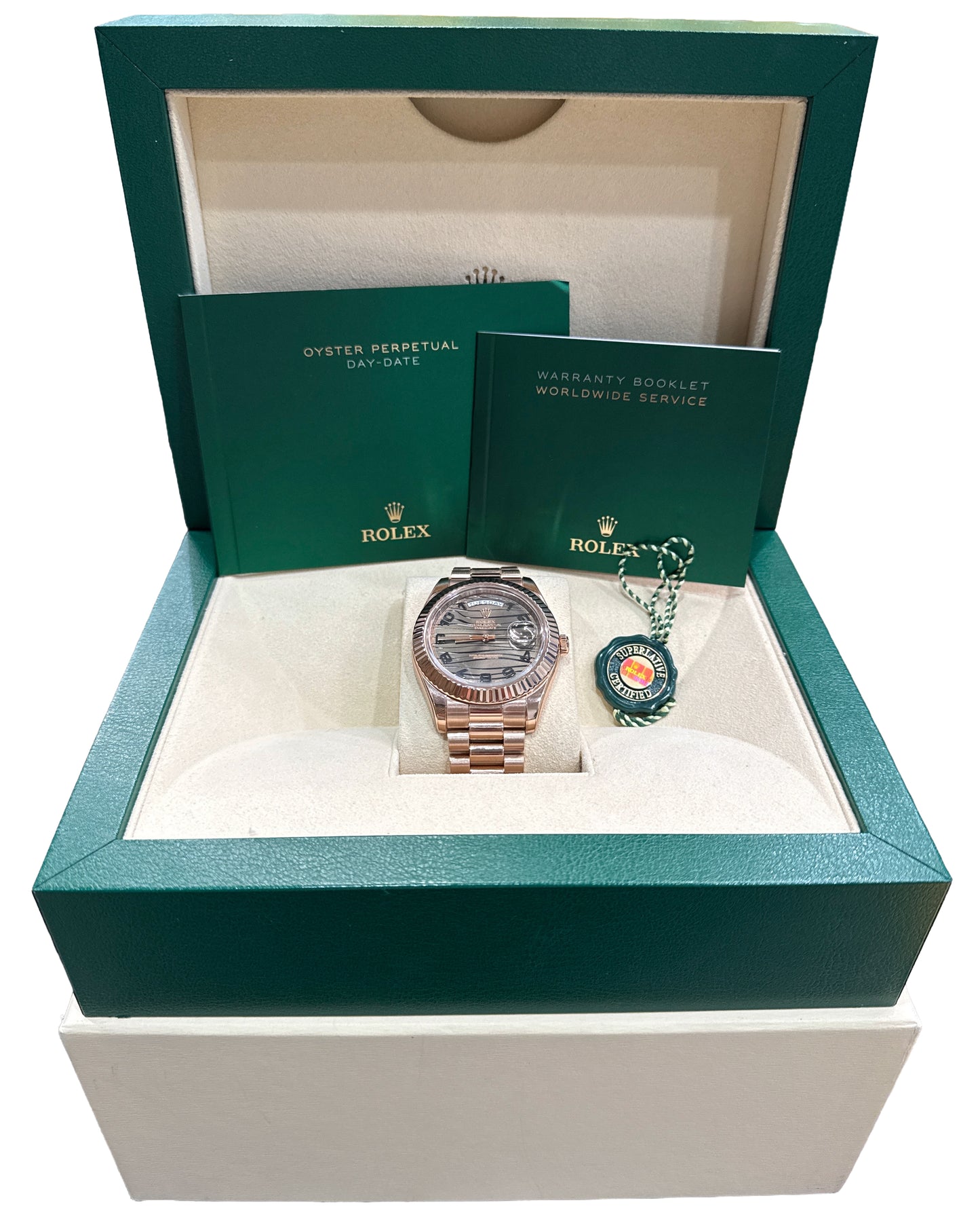 Rolex Day-Date II 41mm President Brown CHOCOLATE WAVE 18K Rose Gold 218235 BOX