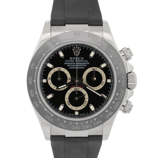 Rolex Daytona Cosmograph 18K White Gold BLACK Rubber Ceramic 116519 Watch