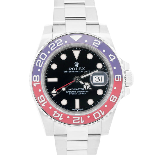 PAPERS Rolex GMT-Master II PEPSI Black 18K White Gold Watch 116719 BLRO BOX