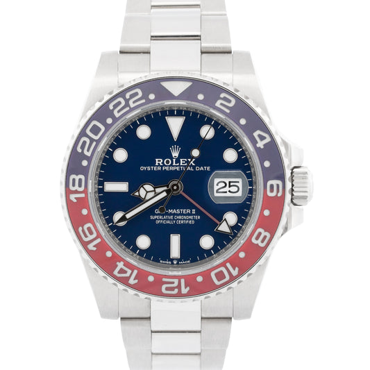 2019 PAPERS Rolex GMT-Master II PEPSI Red Blue 18K White Gold 126719 BLRO BOX