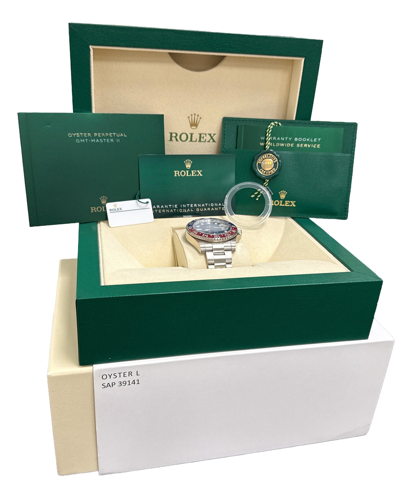 2022 PAPERS Rolex GMT-Master II PEPSI Red Blue 18K White Gold 126719 BLRO BOX