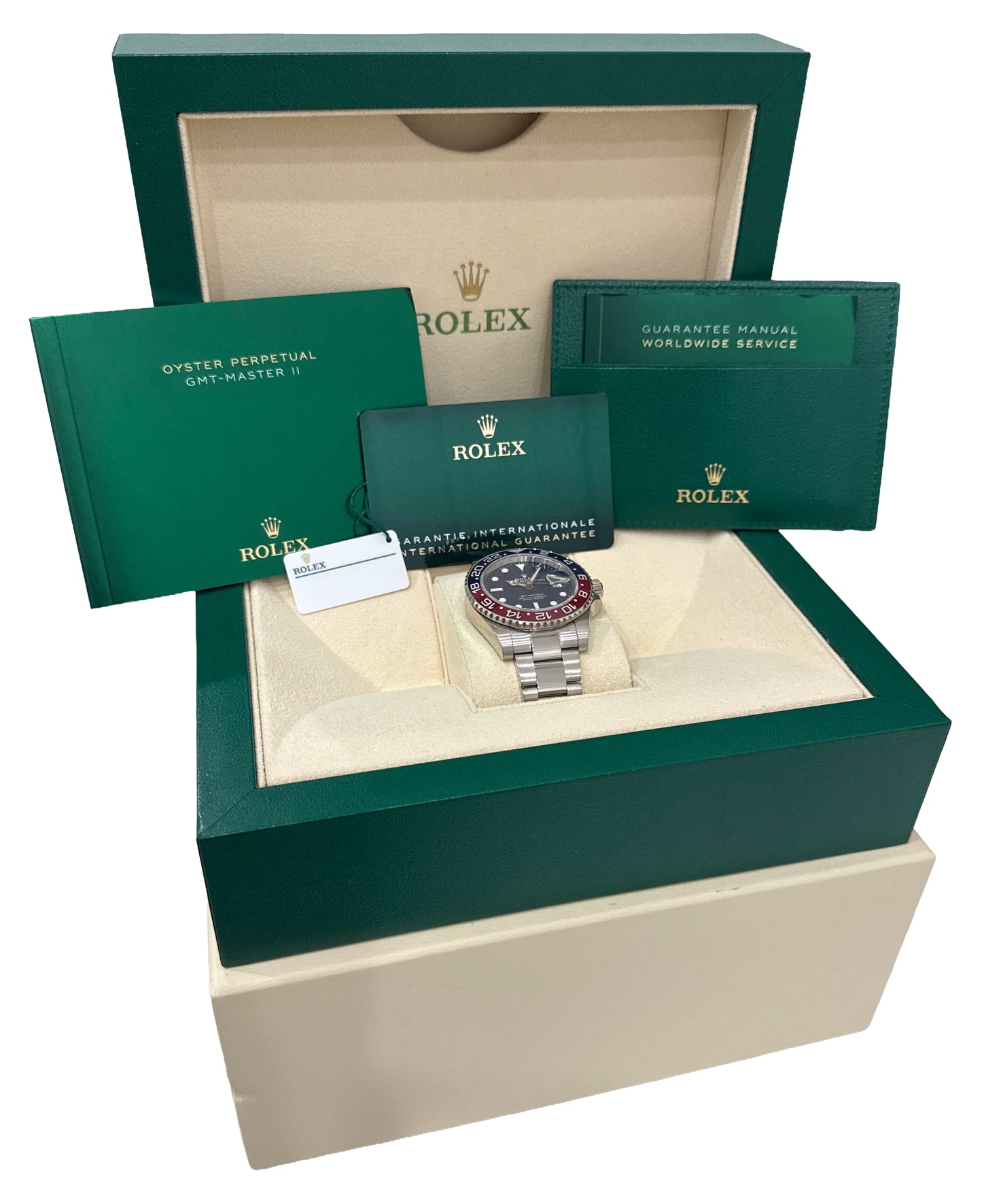 2020 PAPERS Rolex GMT-Master II PEPSI Red Blue 18K White Gold 126719 BLRO BOX