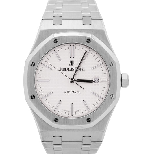 PAPERS Audemars Piguet Royal Oak WHITE Stainless 41mm 15400ST.OO.1220ST.02 BOX