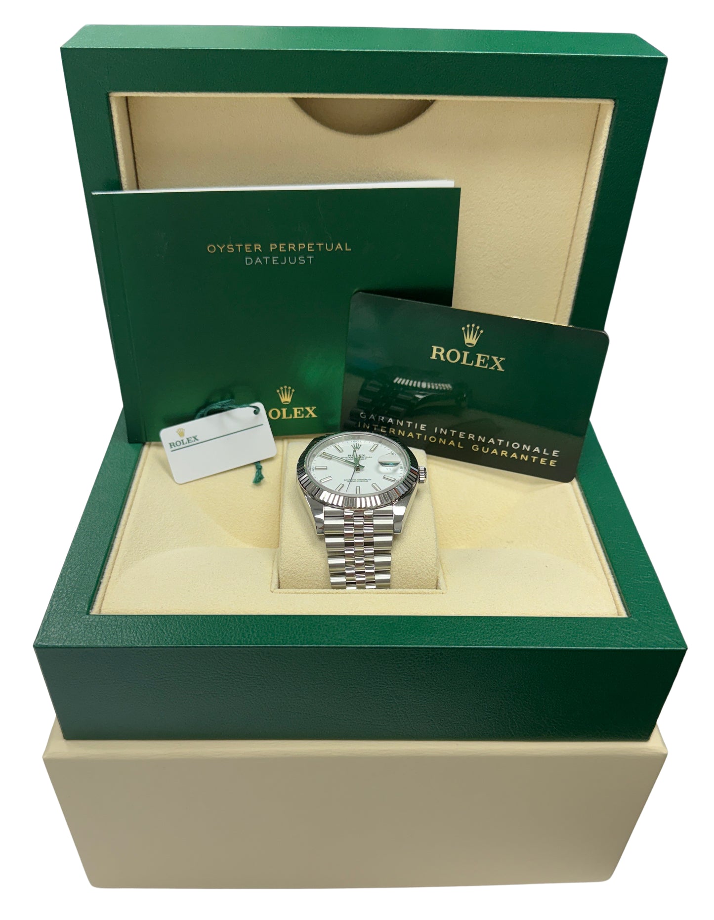 2023 PAPERS Rolex DateJust 41 WHITE 18K Gold Stainless 41mm JUBILEE 126334 BOX
