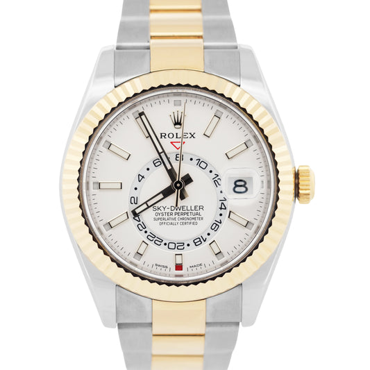 Rolex Sky-Dweller WHITE Two-Tone 18K Gold Stainless Steel 42mm OYSTER 326933