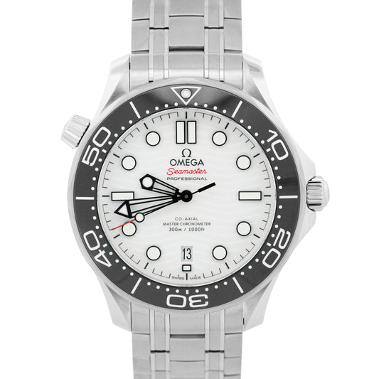 NEW PAPERS Omega Seamaster Diver 300M 42mm WHITE WAVE 210.30.42.20.04.001 BOX