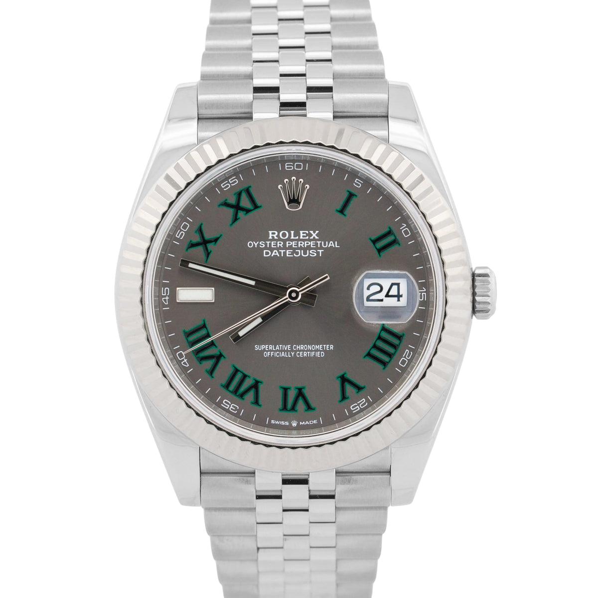 2019 Rolex DateJust 41 126334 Wimbledon 18K Steel Jubilee Fluted 41mm Box Papers