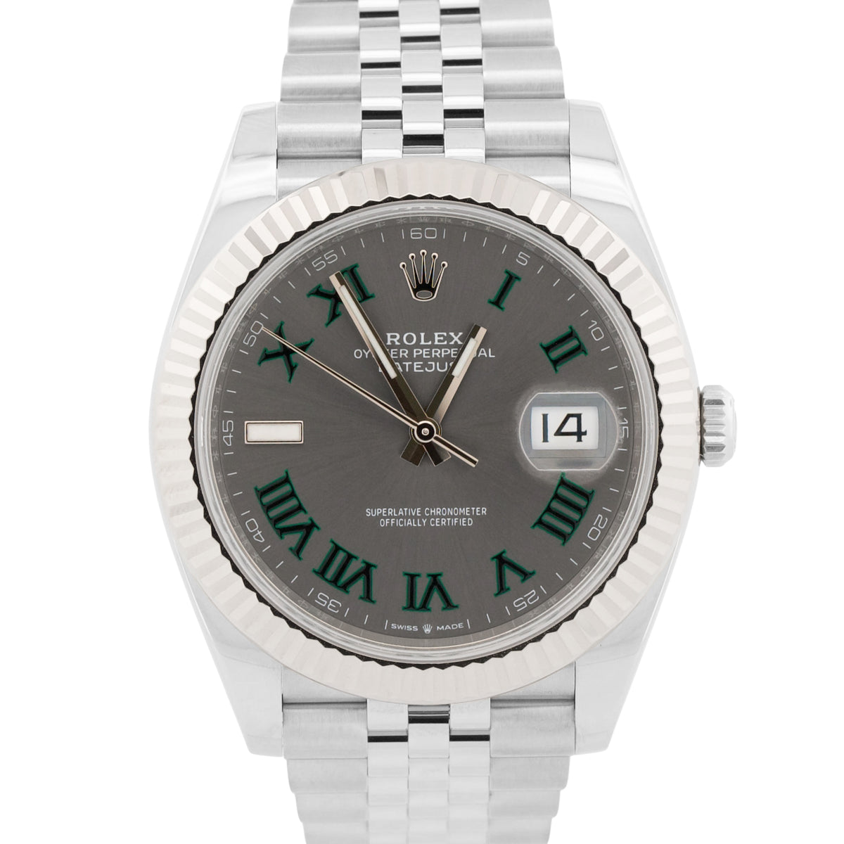 2025 Rolex DateJust 126334 41mm Wimbledon Roman Steel Jubilee 18K Box Papers