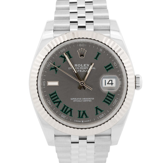 2025 Rolex DateJust 126334 41mm Wimbledon Roman Steel Jubilee 18K Box Papers