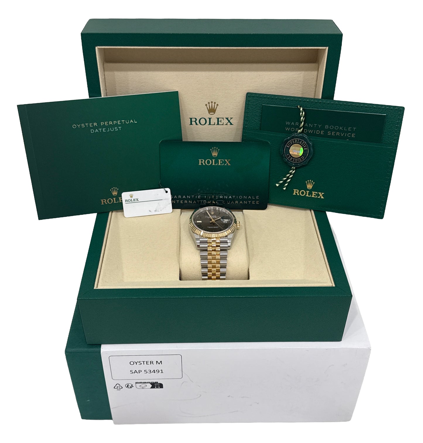 2026 PAPERS Rolex DateJust WIMBLEDON Roman 36mm Steel 18K JUBILEE 126233 BOX