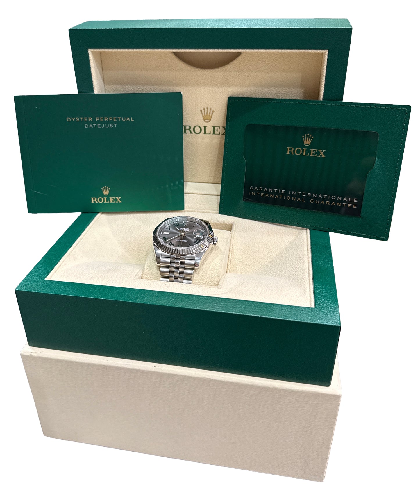 2023 PAPERS Rolex DateJust 41mm WIMBLEDON Steel JUBILEE 18K Gold 126334 BOX