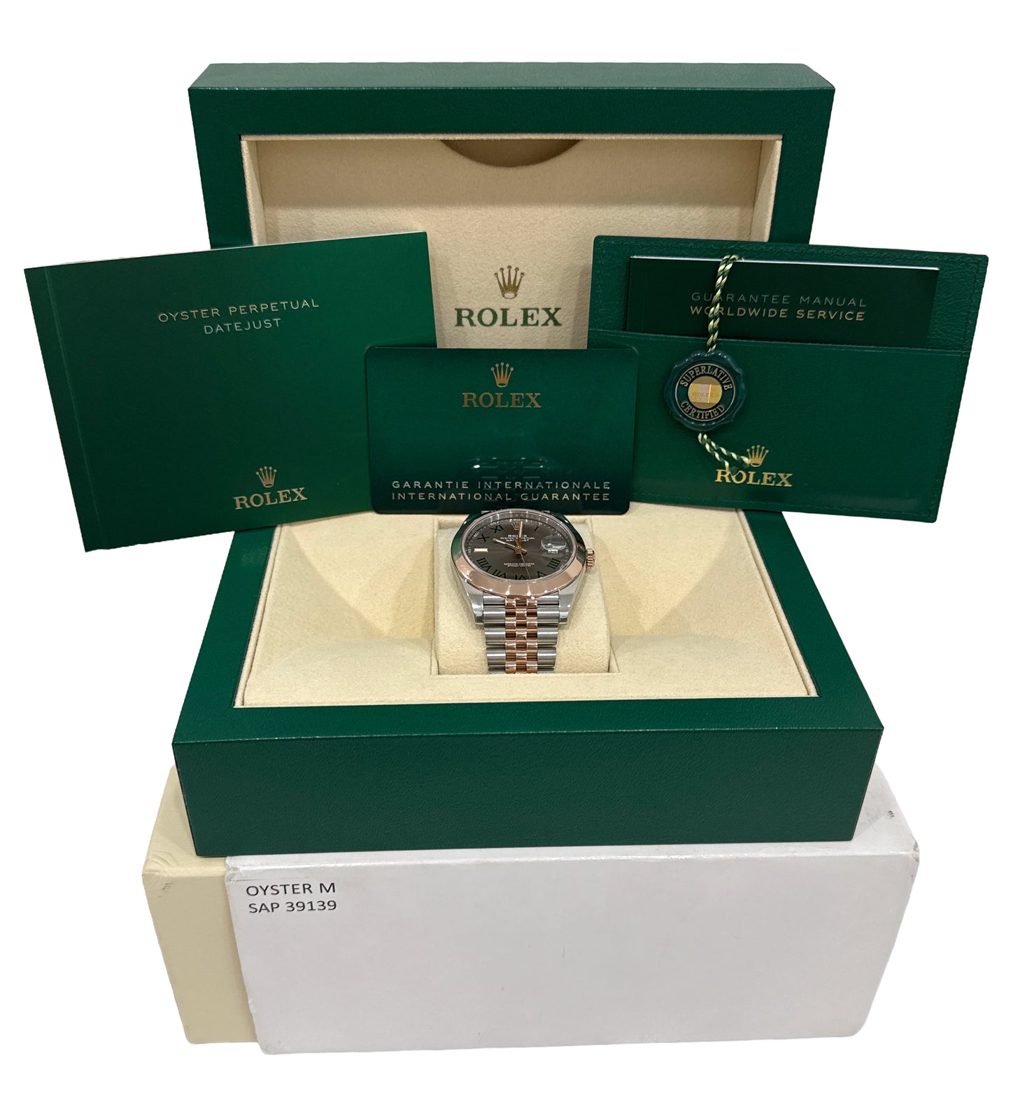 PAPERS Rolex DateJust 41mm WIMBLEDON 18K Rose Steel JUBILEE Smooth 126301 BOX