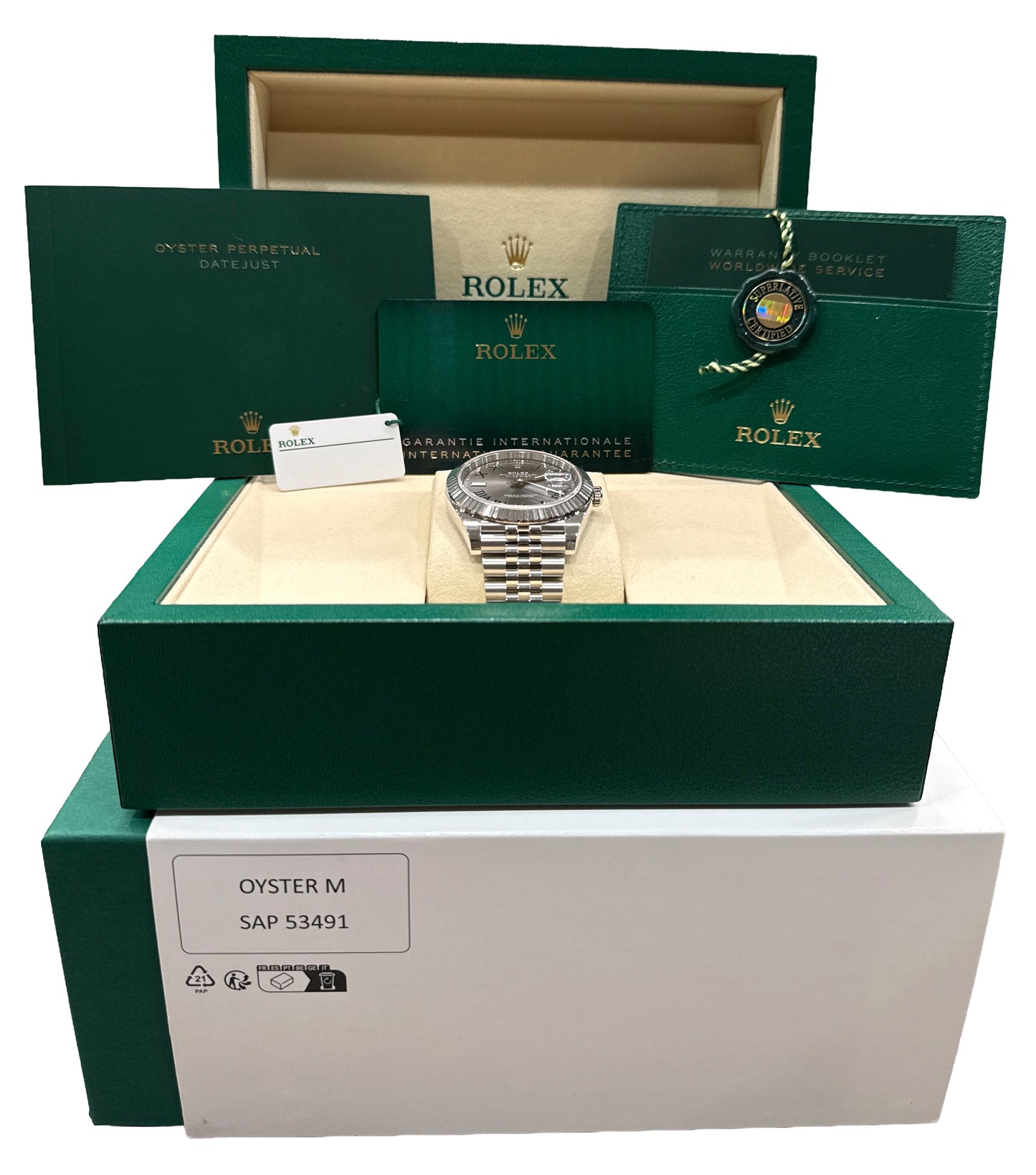 NEW MAY 2026 PAPERS Rolex DateJust 41mm WIMBLEDON Steel JUBILEE 18K 126334 BOX