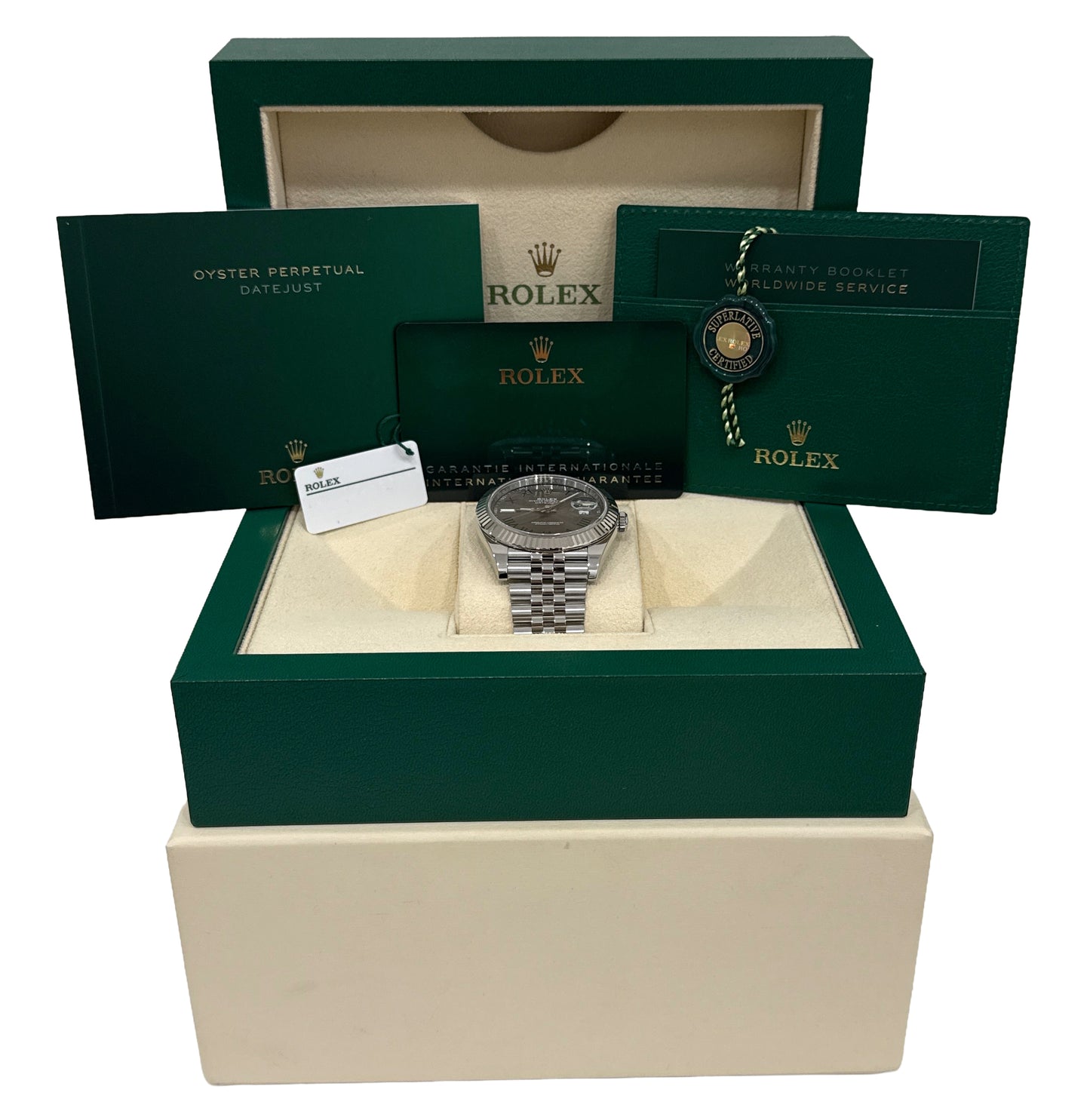 2024 PAPERS Rolex DateJust 41mm WIMBLEDON 18K Gold Steel JUBILEE 126334 BOX