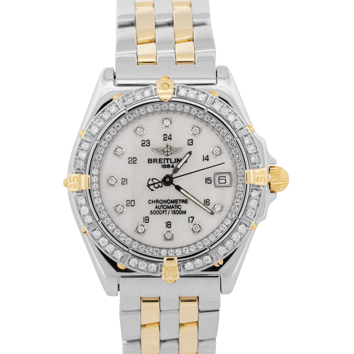 2013 PAPERS Breitling Windrider Wings MOP DIAMOND 38mm Steel Watch B10050 BOX
