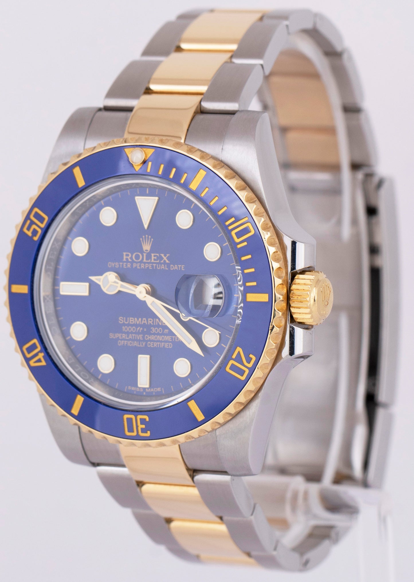 MINT 2018 PAPERS Rolex Submariner Ceramic 40mm Two-Tone Sunburst Blue 116613 BOX